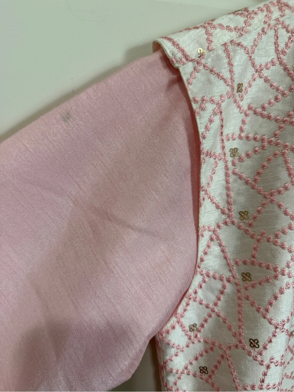 Light Pink Embroidered Boys Kurta Set Size 8